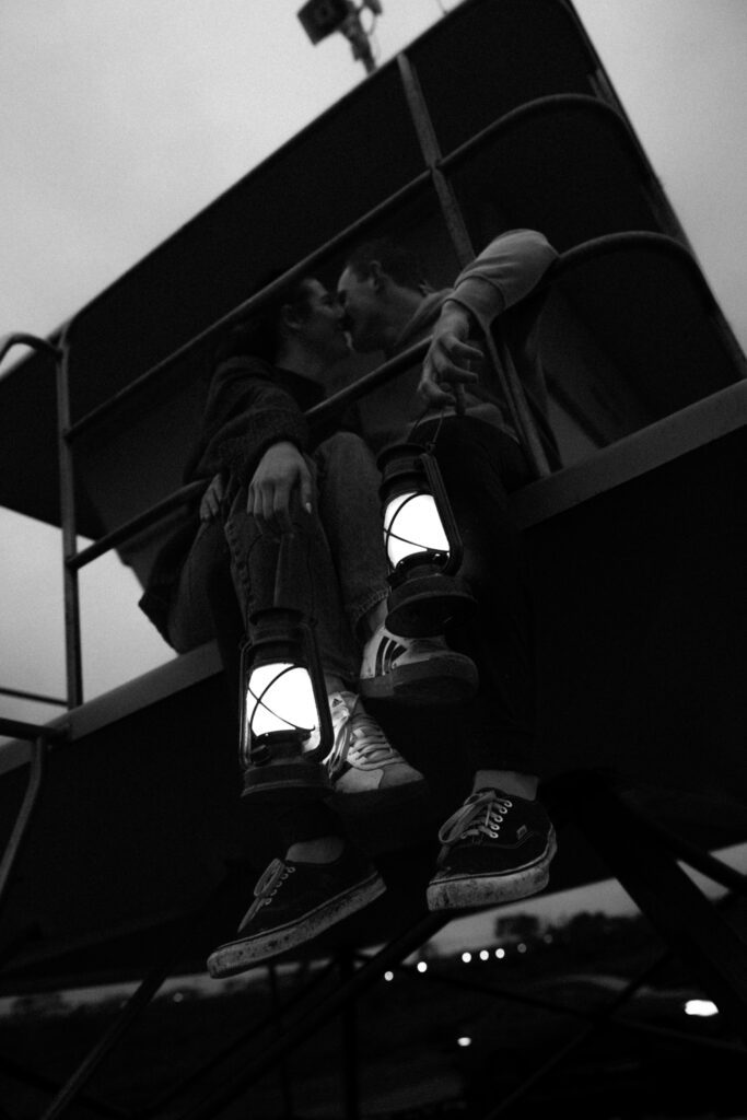cinematic couples session in the rain