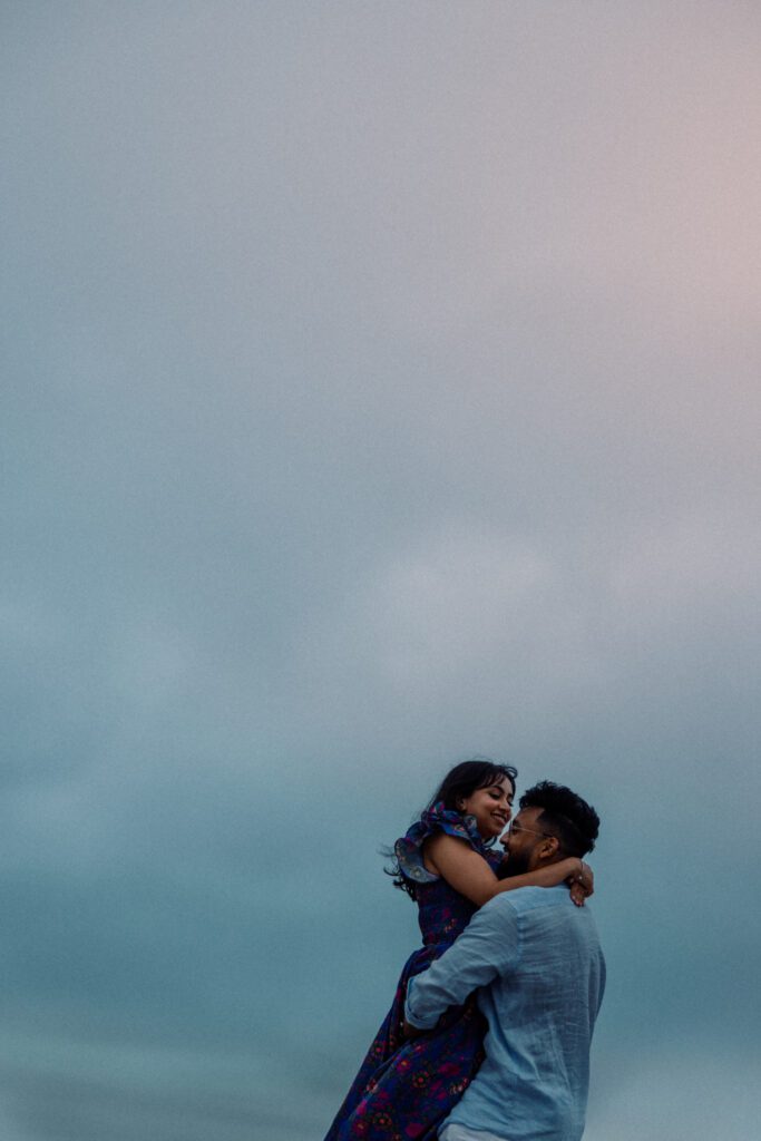 cloudy Cardiff State Beach engagement session
