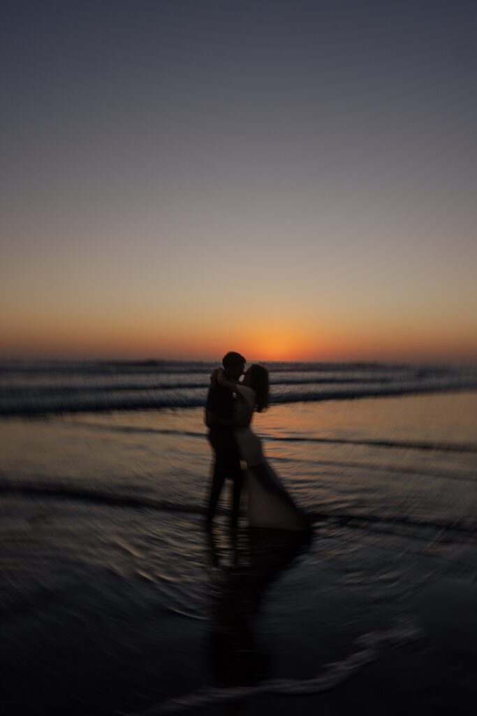 Engagement photos during blue hour
