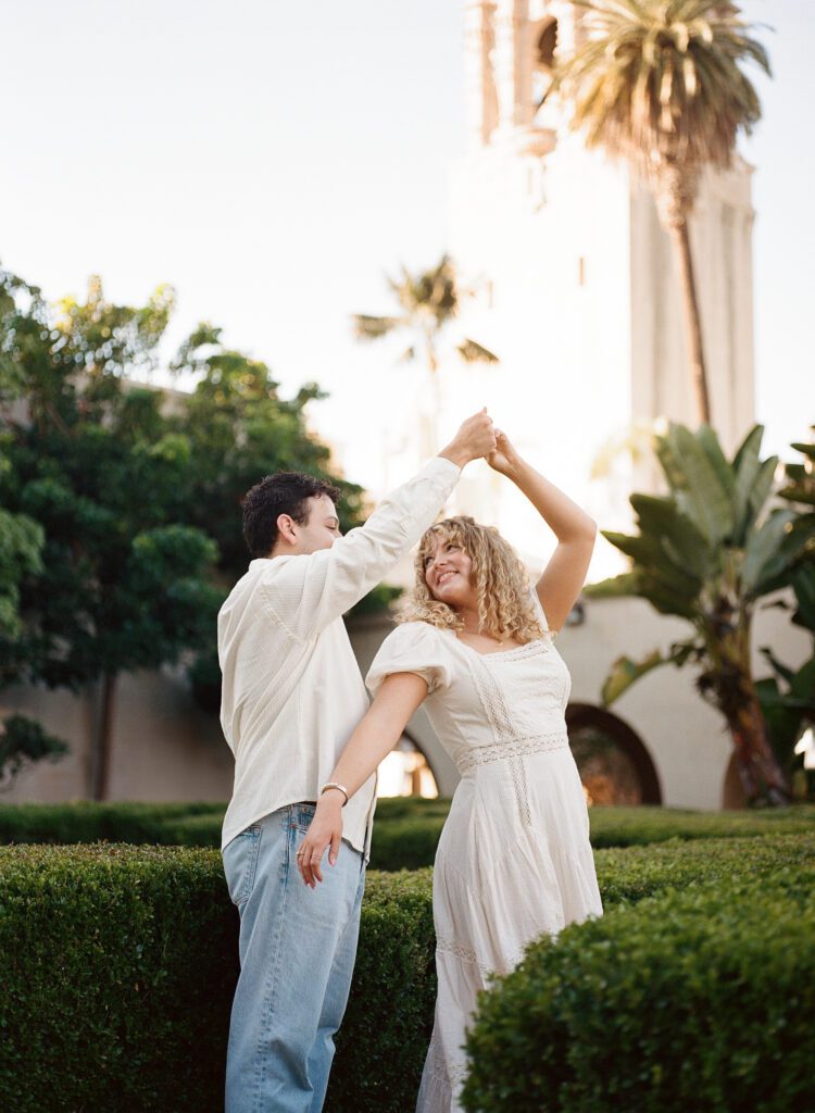 couples medium format film photos at balboa park