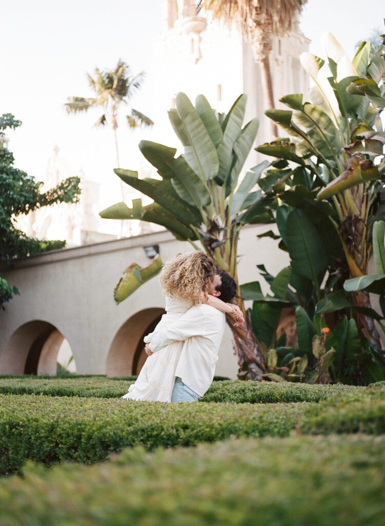 garden engagement photos on film