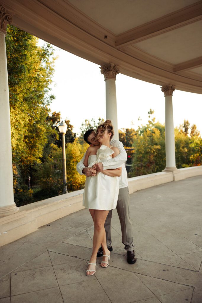 engagement photos surrounded by the gorgeous architecture at balboa park