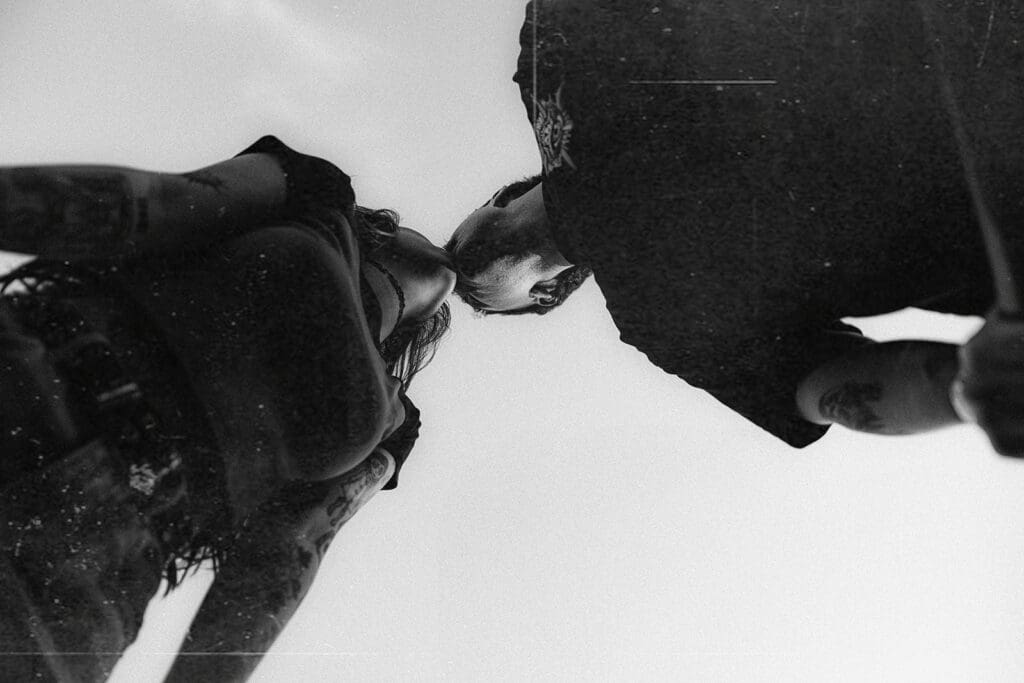 black and white san diego engagement photo