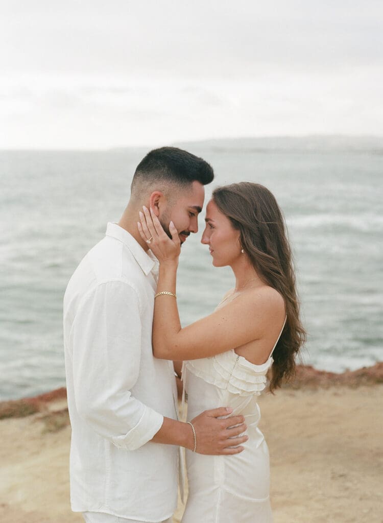 coastal engagement session at san diego's sunset cliffs on film