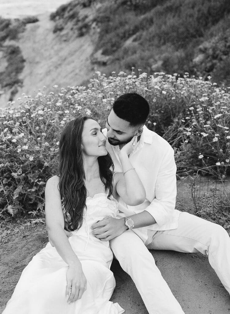 film engagement photos of couple at sunset cliffs in san diego, ca