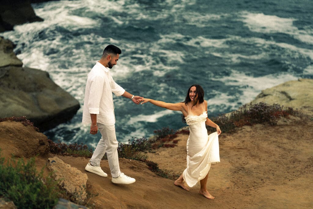 cliffside engagement photos on the coast of california