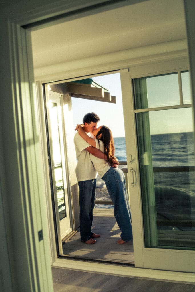 San Diego couples session documented in their grandparents home along the beach